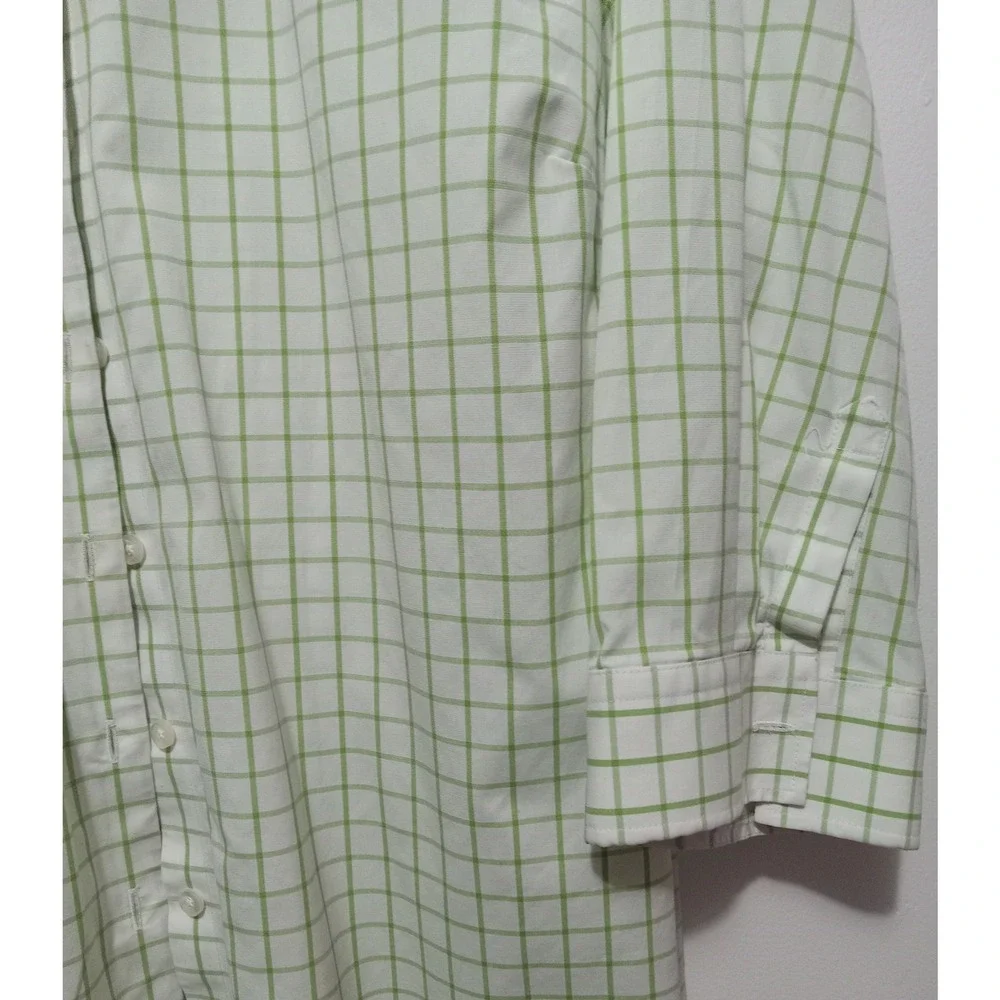 Lands' End Women's Green Plaid 3/4 Sleeve Button Down Shirt Career Casual - Picture 5 of 6